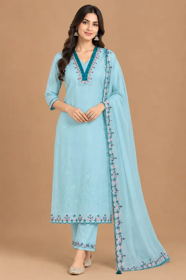Beautiful_pastel_sky-blue_ethnic_suit_featuring_delicate_floral_embroidery_in_teal_blue,_pink,_and_light_blue_shades.
