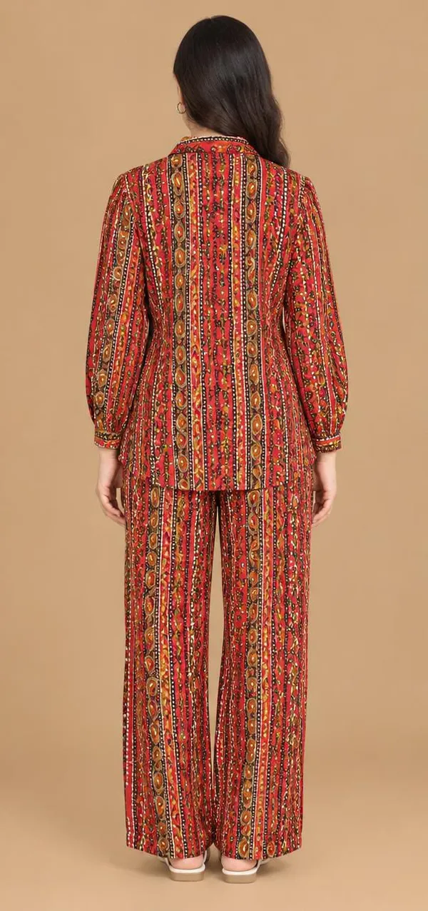 Beautiful_red_two-piece_co-ord_set_featuring_an_attractive_traditional_ethnic_print_with_intricate_geometric,_floral_and_paisley-inspired_motifs.