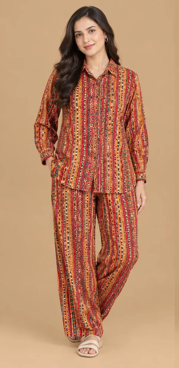 Beautiful_two-piece_co-ord_set_featuring_an_attractive_multicolour_ethnic_stripe_print_with_traditional_geometric_and_decorative_motifs.