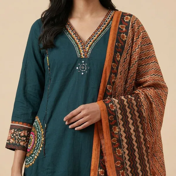 Green_Embroidered_Cotton_Ethnic_Suit_Set_With_Mirror_Work_For_Women