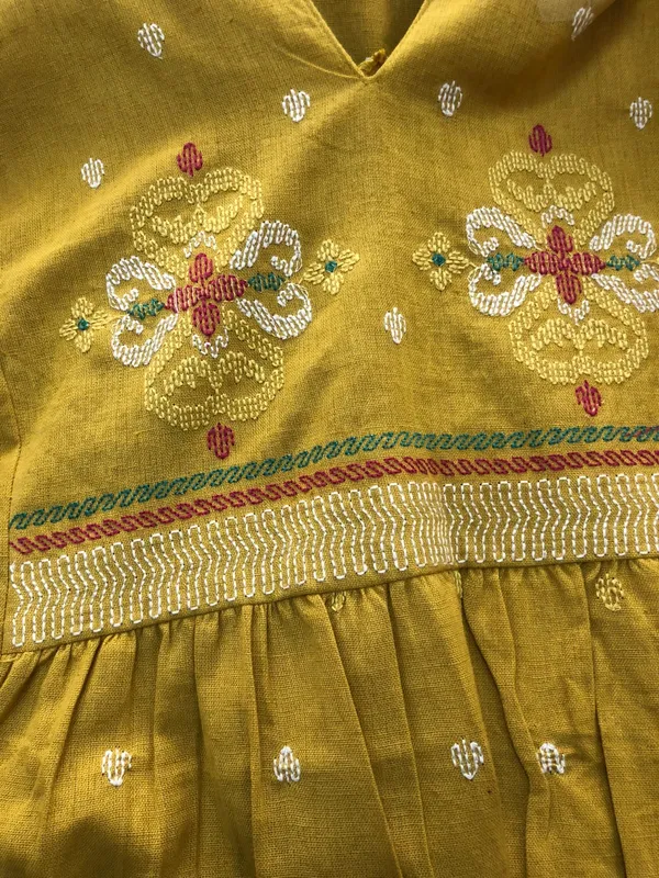 Mustard_Yellow_Embroidered_Kurta_And_Palazzo_Set_For_Women