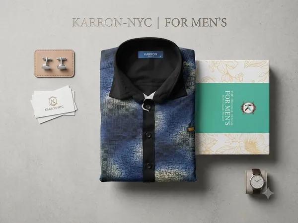 Print:_The_shirt_features_an_abstract_print_dominated_by_deep_indigo_and_classic_blue_tones._