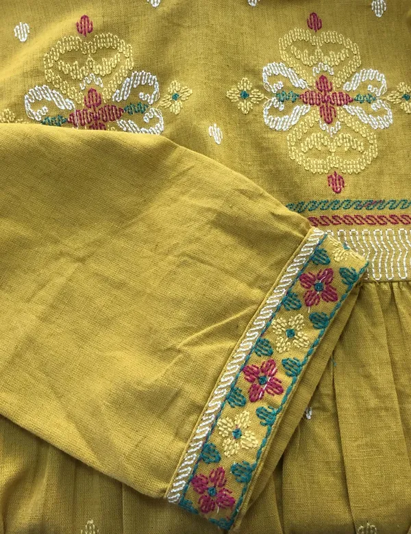 Mustard_Yellow_Embroidered_Kurta_And_Palazzo_Set_For_Women
