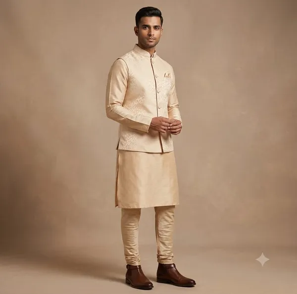 a_men's_traditional_Indian_ensemble,_commonly_known_as_a_Kurta-Pajama_with_a_Koti