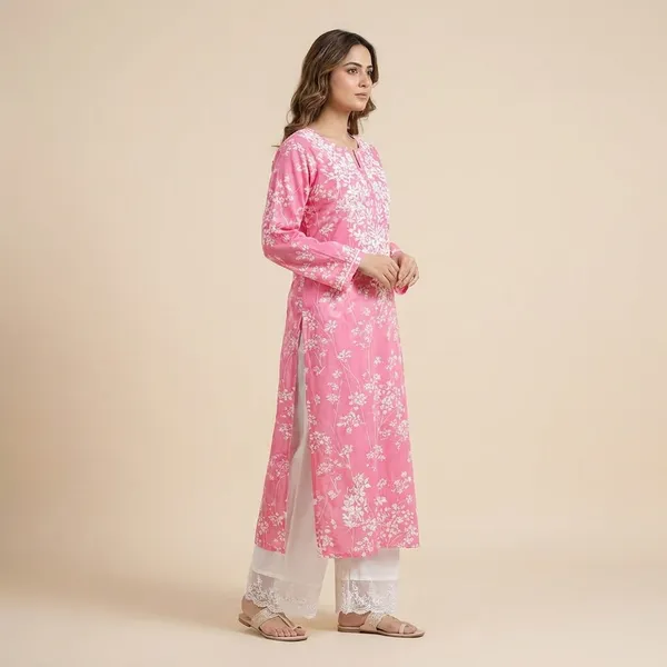 Pink_Floral_Embroidered_Kurta_Set_With_Lace_Pants_For_Women
