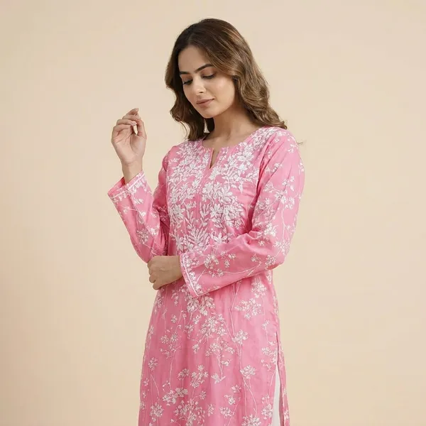 Pink_Floral_Embroidered_Kurta_Set_With_Lace_Pants_For_Women