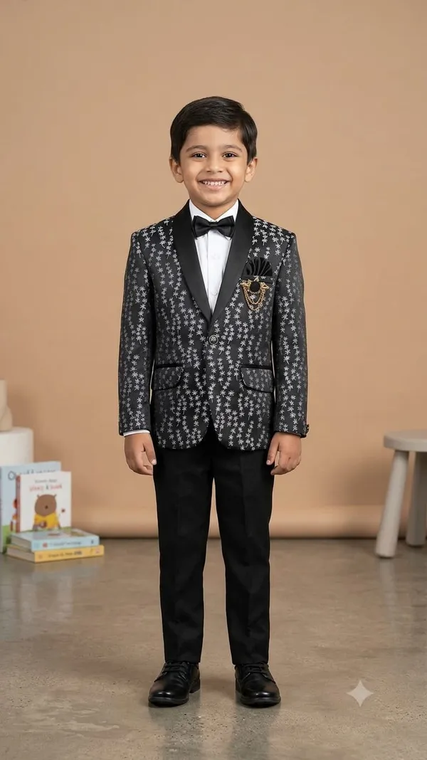 covered_BLAZER_in_an_all-over_intricate_floral_or_branch-like_motif_in_metallic_silver/white,_creating_a_festive,_refined_pattern.__