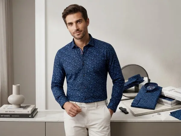 kentonDeep_navy_blue_featuring_a_light_blue_micro-floral_/_ornate_motif_print_across_the_entire_shirt.__
