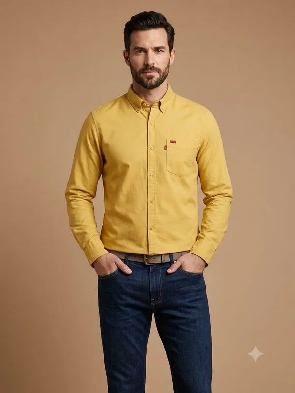 levi's_yellow,_full-sleeve_men's_button-down_shirt