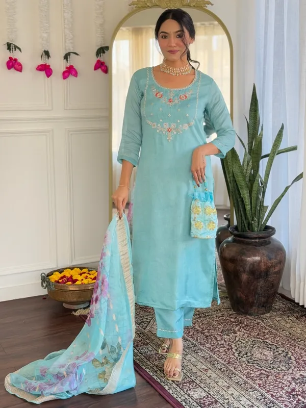Sky_Blue_Cotton_Straight_Fit_Kurta_Set_For_Women