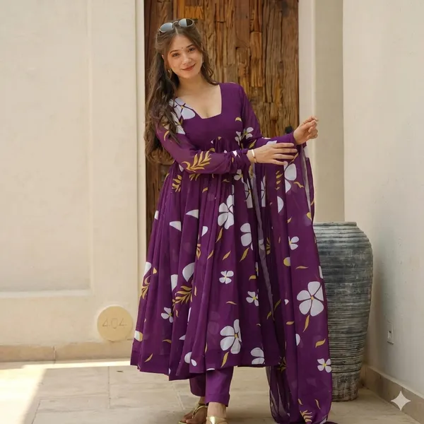 Purple_Floral_Printed_Anarkali_Suit_Set_For_Women