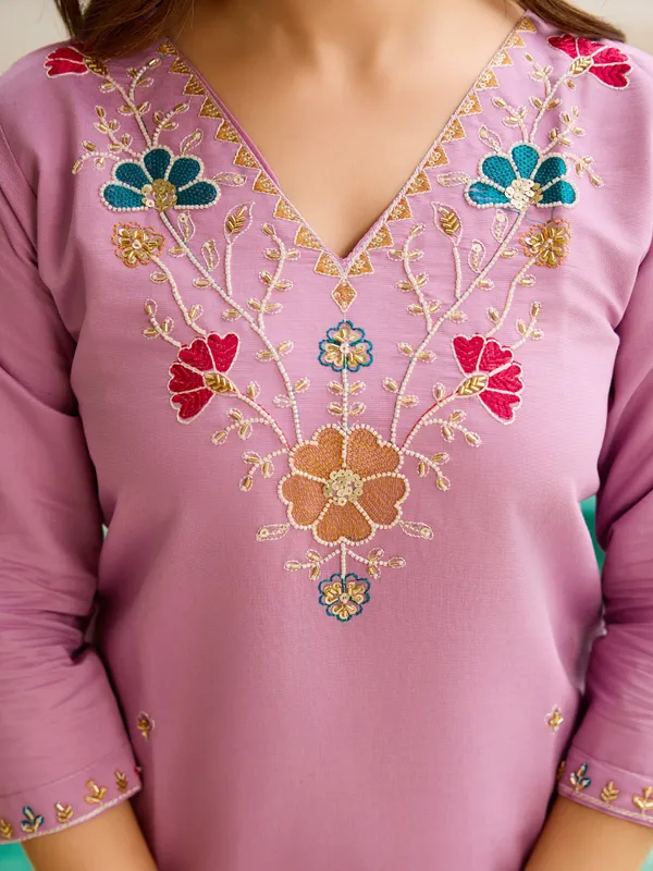 Pink_Embroidered_Silk_Blend_Suit_Set_For_Women