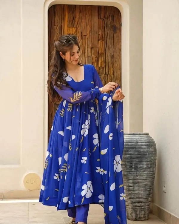 Blue_Floral_Printed_Anarkali_Kurta_Set_For_Women