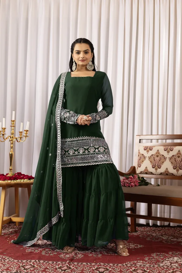Green_Georgette_Embroidered_Sharara_Suit_Set_For_Women