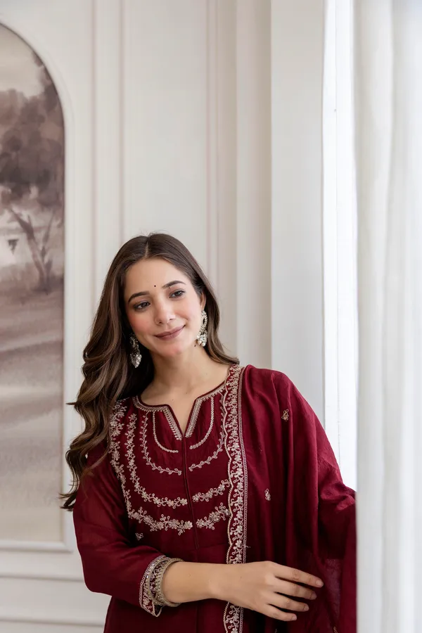 Maroon_Embroidered_Silk_Blend_Anarkali_Suit_For_Women