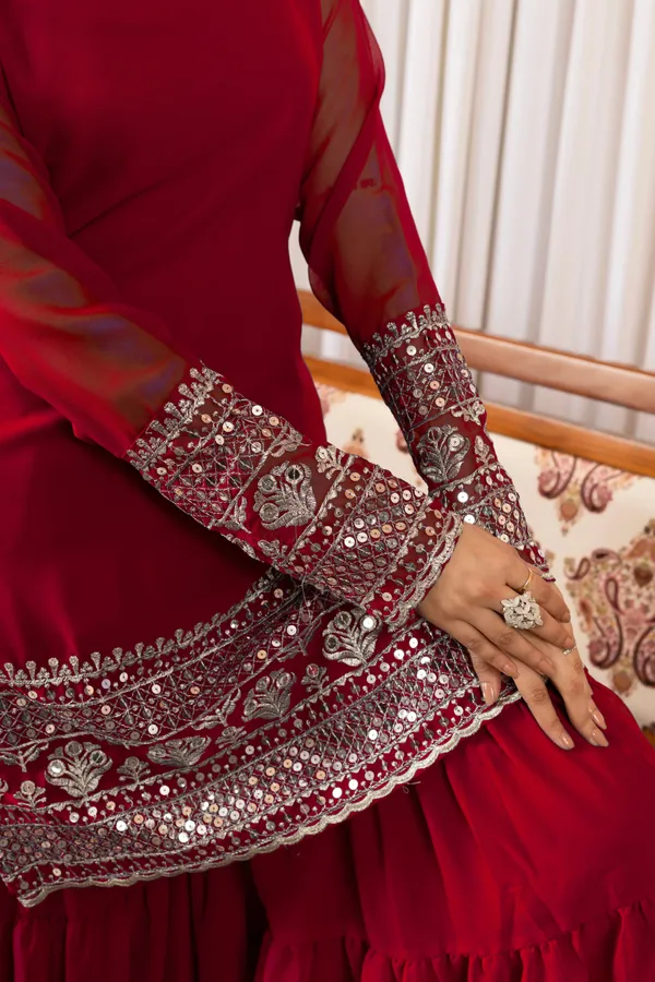 Red_Velvet_Embellished_Sharara_Set_For_Women