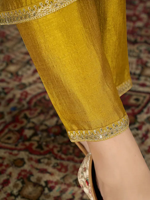 Mustard_Yellow_Silk_Embroidered_Kurta_Set_For_Women