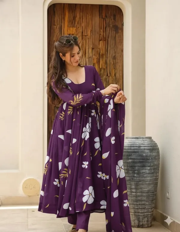 Purple_Floral_Printed_Anarkali_Suit_Set_For_Women