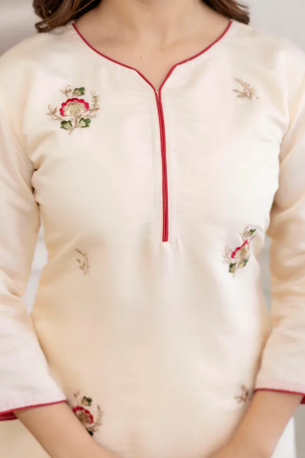 Off-White_Embroidered_Kurta_Set_With_Red_Dupatta_For_Women