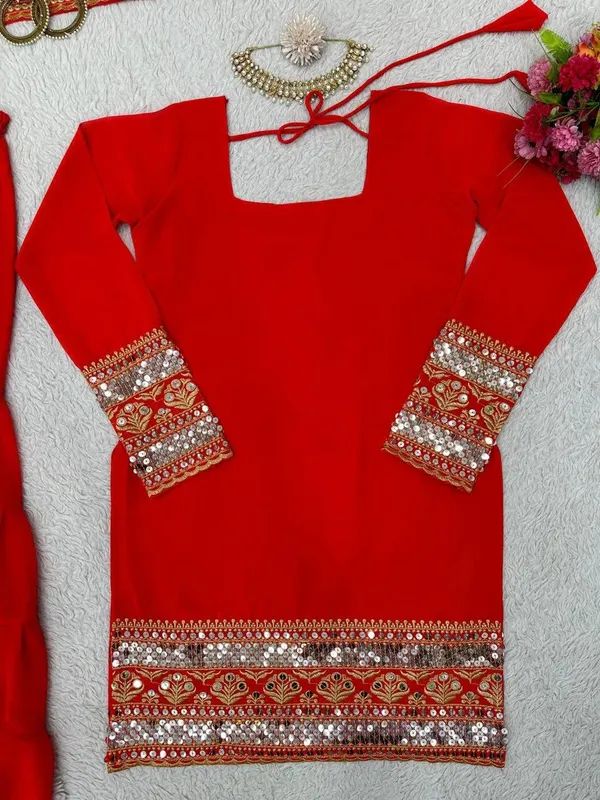 Red_Georgette_Embellished_Sharara_Suit_Set_For_Women