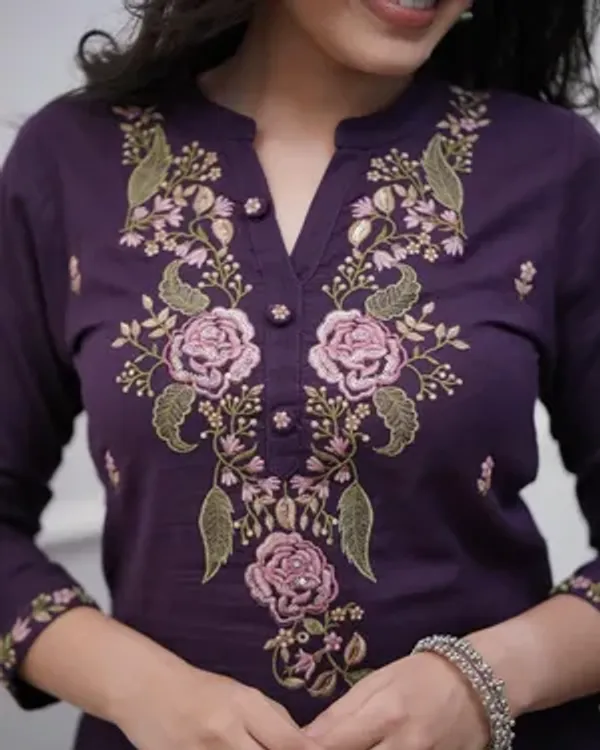 Purple_Embroidered_Floral_Kurta_Set_For_Women