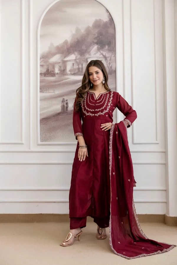 Maroon_Embroidered_Silk_Blend_Anarkali_Suit_For_Women