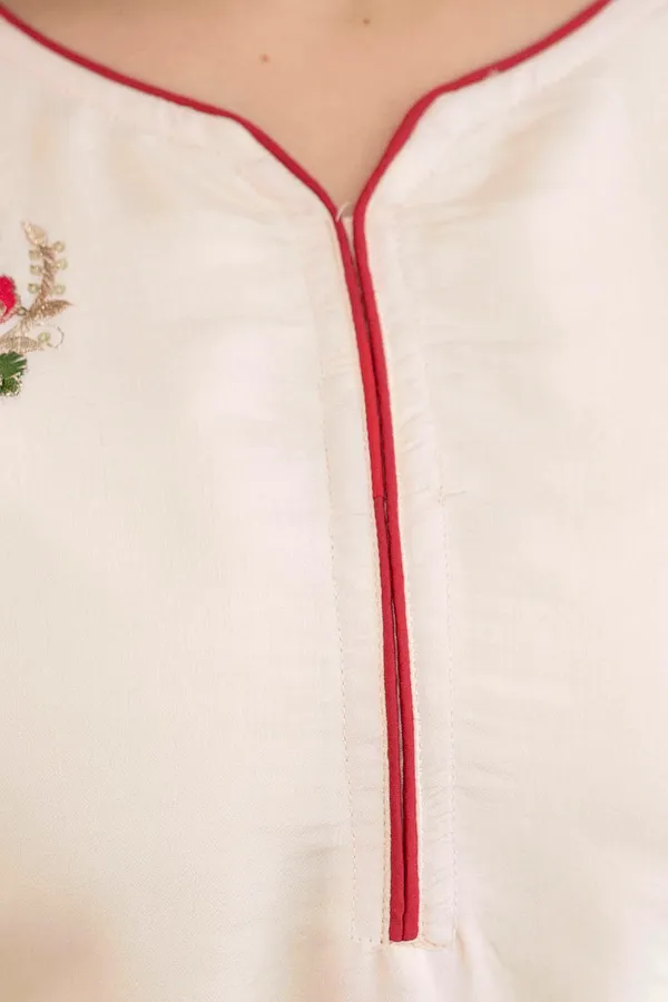 Off-White_Embroidered_Kurta_Set_With_Red_Dupatta_For_Women