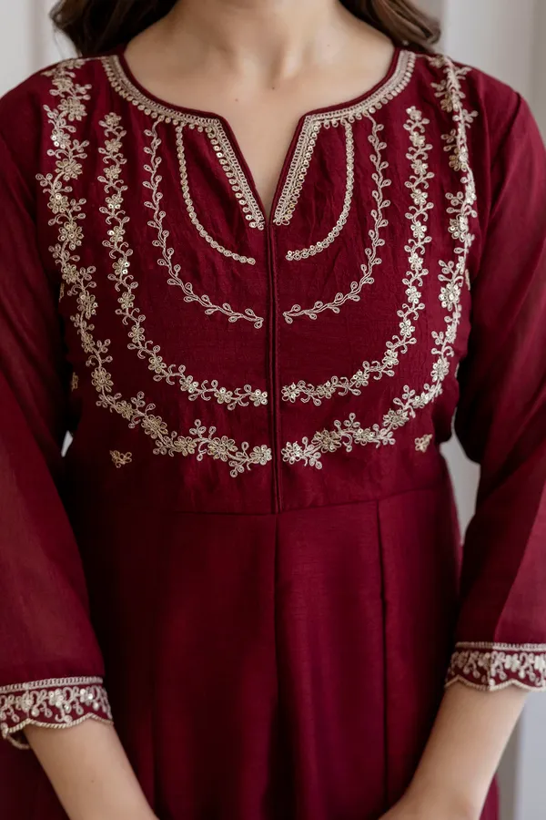 Maroon_Embroidered_Silk_Blend_Anarkali_Suit_For_Women