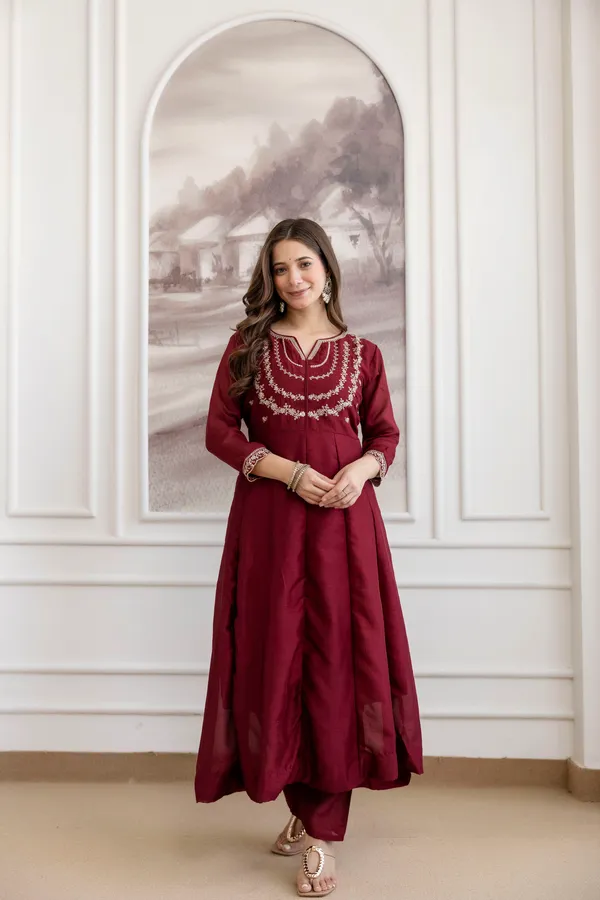 Maroon_Embroidered_Silk_Blend_Anarkali_Suit_For_Women