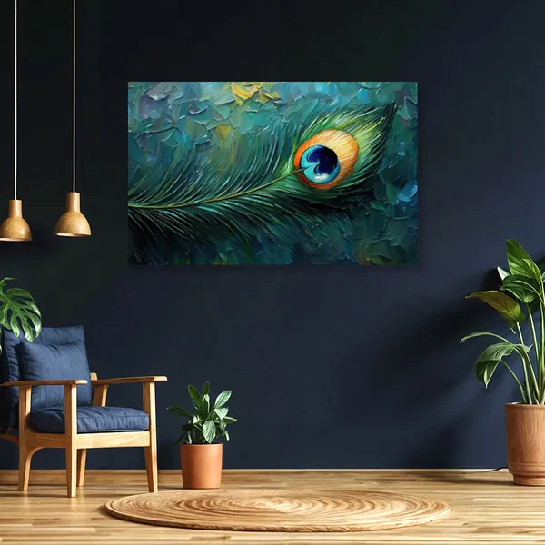 Peacock_Feather_Vastu_Painting_Spiritual_Krishna_Feather_Blue_Green_Canvas_Peaceful_Relaxation_Meditation_Positive_Energy_Wall_Art_For_Living_Room_Meditation_Decor_Stretched_Canvas_With_Mdf_Back_Frame_Classic