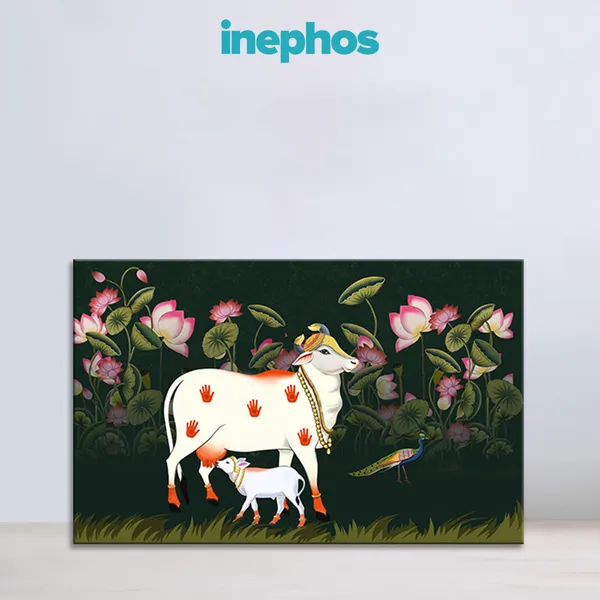 Kamdhenu_Vastu_Symbol_Of_Abundance_Divine_Protection_Domestic_Cow_Wall_Art_For_Home_Temple_Decor_Stretched_Canvas_With_Mdf_Back_Frame_Classic