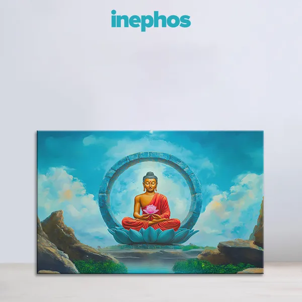 Buddha_Canvas_Wall_Painting_Meditating_Buddha_On_Lotus_With_Sky_Nature_Background_Spiritual_Wall_Art_For_Home_Living_Room_Meditation_Room_Yoga_Studio_Gift_Rolled_Canvas_Without_Frame_Classic
