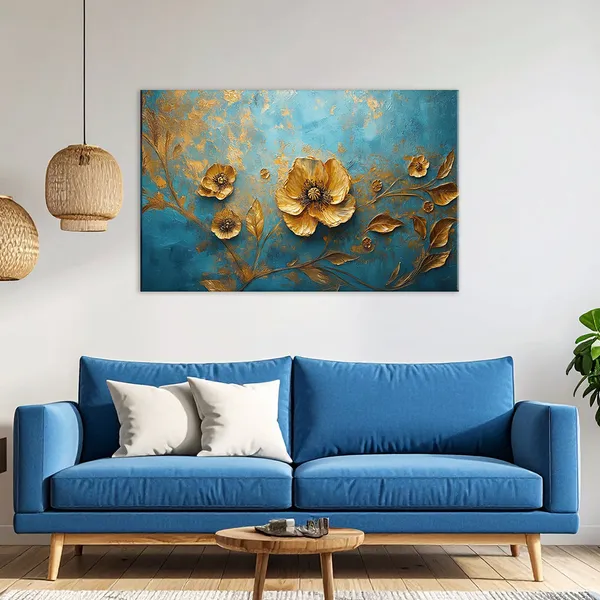 Golden_Blossom_Luxury_Floral_Canvas_Painting_For_Living_Room_Bedroom_Office_Wall_Decor_Elegant_Blue_And_Gold_3D_Textured_Stretched_Canvas_With_Mdf_Back_Frame_Classic