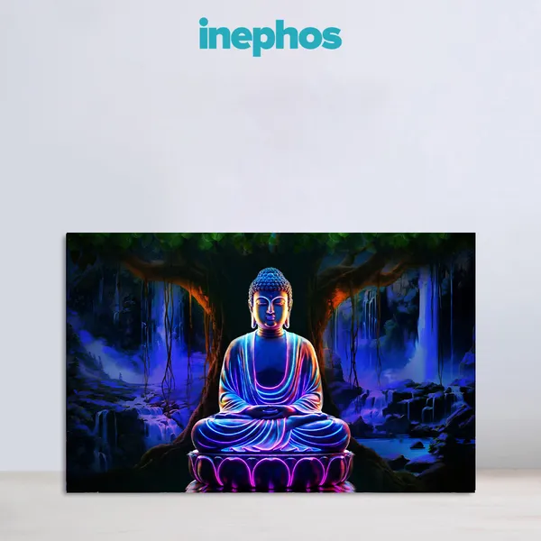 Lord_Buddha_Canvas_Painting_Cosmic_Neon_Style_Effect_Meditation_Wall_Art_Modern_Spiritual_Artwork_For_Living_Room_Meditation_Space_Puja_Room_Rolled_Canvas_Without_Frame_Classic