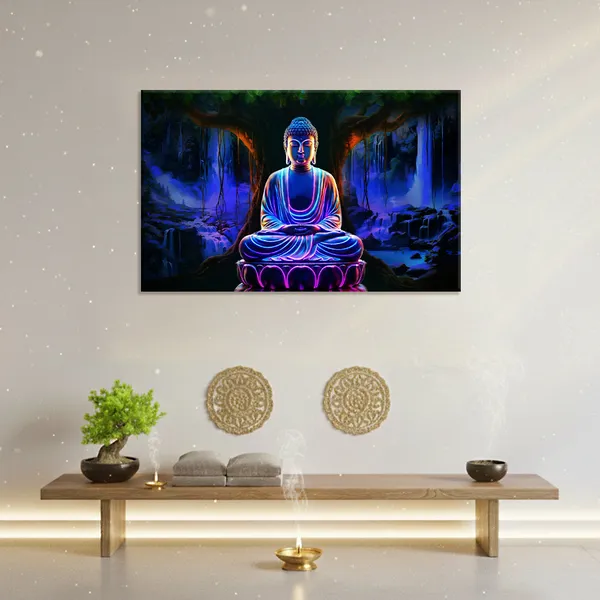 Lord_Buddha_Canvas_Painting_Cosmic_Neon_Style_Effect_Meditation_Wall_Art_Modern_Spiritual_Artwork_For_Living_Room_Meditation_Space_Puja_Room_Rolled_Canvas_Without_Frame_Classic
