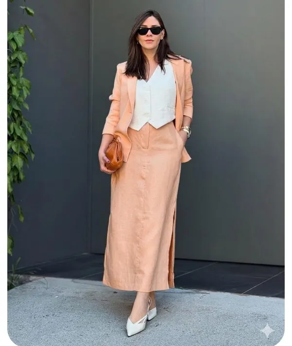 Peach_linen_Skirt_Blazer_Set_For_Women