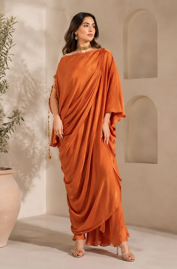 Draped_Kaftan_Saree_Set