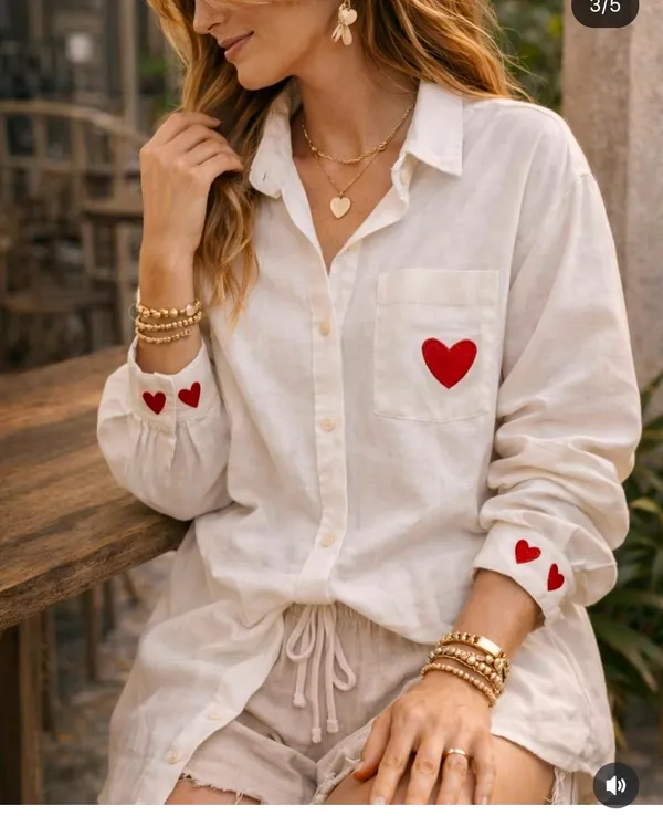 White_Semi_Linen_Heart_Shirt_For_Women
