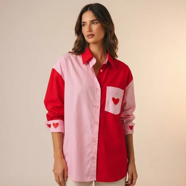 Multicolors_Semi_Linen_Dual_Shade_Heart_Shirt_For_Women