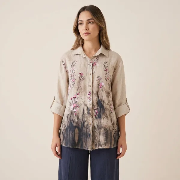 Beige_Cotton_Linen_Printed_Shirt_For_Women
