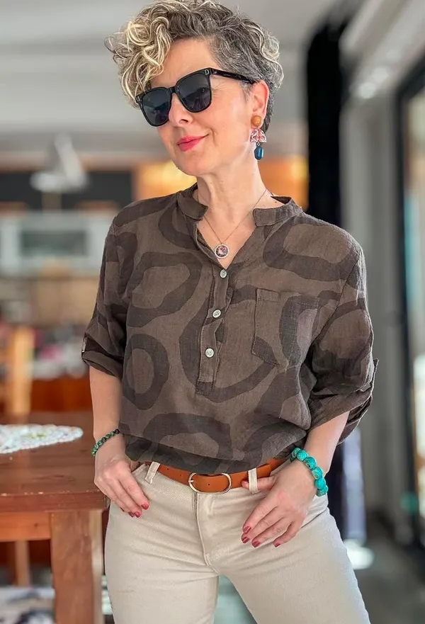 Chocolate_Brown_Linen_Printed_Shirt_For_Women