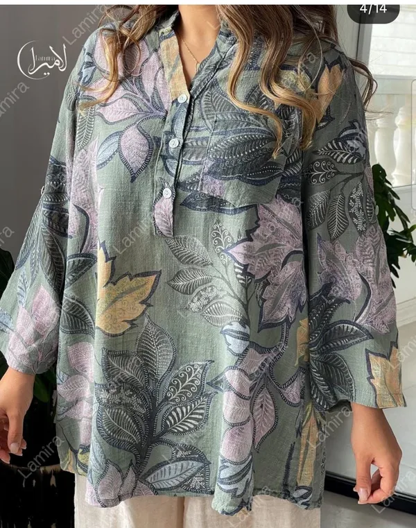 Grey_Cotton_Linen_Printed_Shirt_For_Women