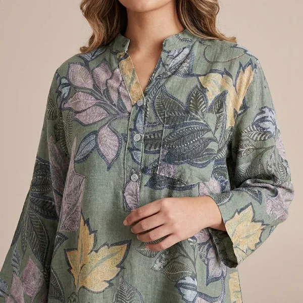Grey_Cotton_Linen_Printed_Shirt_For_Women