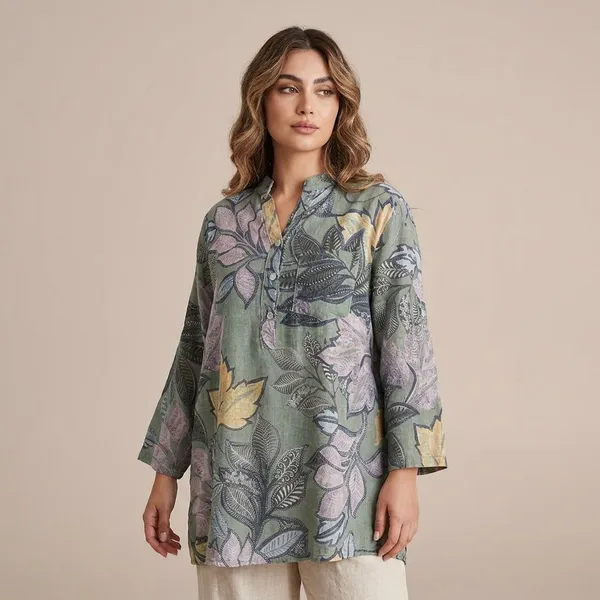 Grey_Cotton_Linen_Printed_Shirt_For_Women