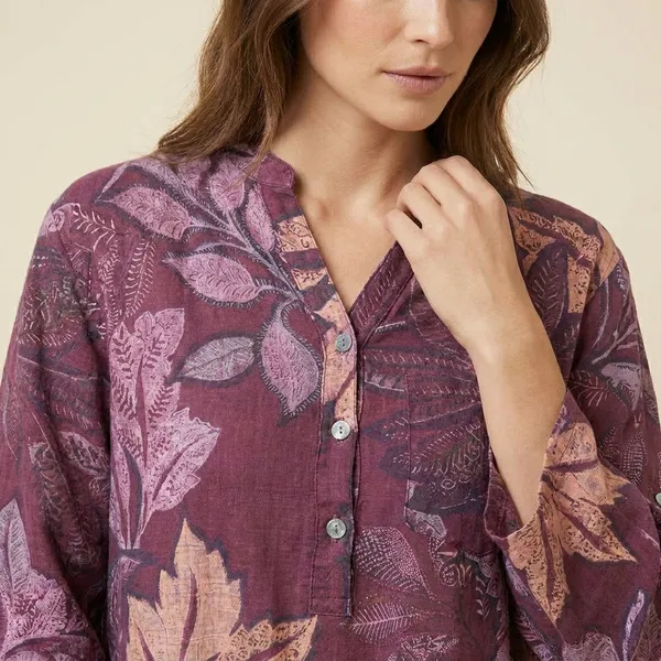 Wine_Cotton_Linen_Printed_Shirt_For_Women
