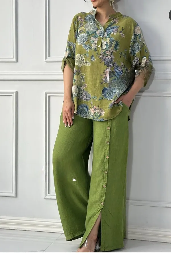 Green_Cotton_Linen_Printed_Shirt_For_Women