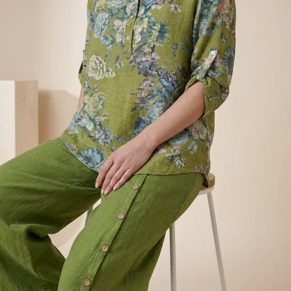 Green_Cotton_Linen_Printed_Shirt_For_Women