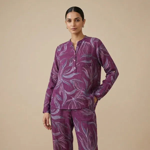 Wine_Cotton_Linen_Printed_Co-Ord_Set_For_Women