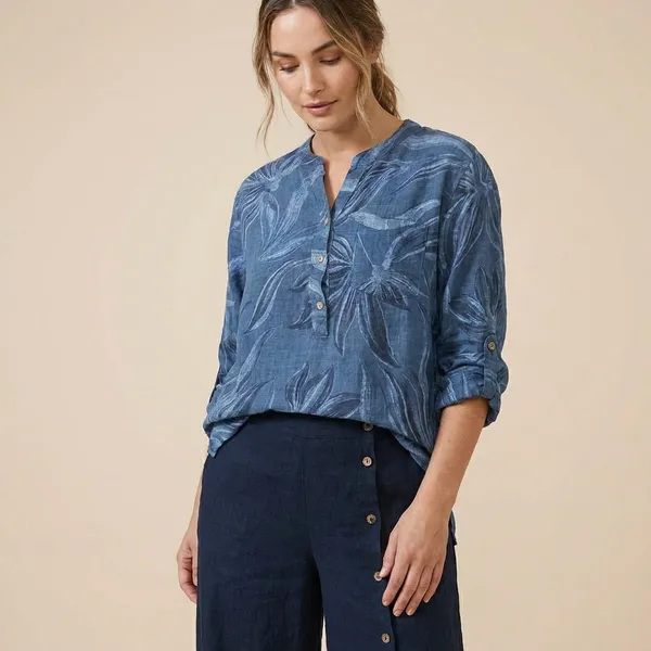 Blue_Cotton_Linen_Printed_Co-Ord_Set_For_Women