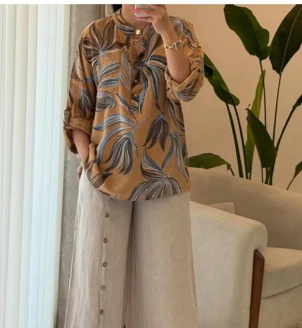 Rust_Brown_Cotton_Linen_Printed_Co-Ord_Set_For_Women